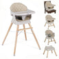 INFANS Baby High Chair, 6 in 1 Wooden Convertible Highchair for Babies and Toddlers, Infant Dining Booster Seat Kids Stool with Adjustable Removable Tray (Beige)