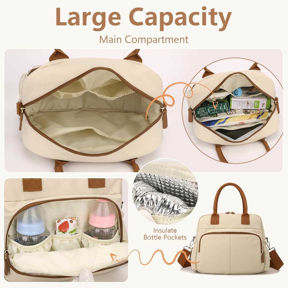 maytopia Diaper Bag Tote, Travel Baby Diaper Bag Purse with Stroller Clips, Mommy Hospital Baby Bag for Labor and Delivery