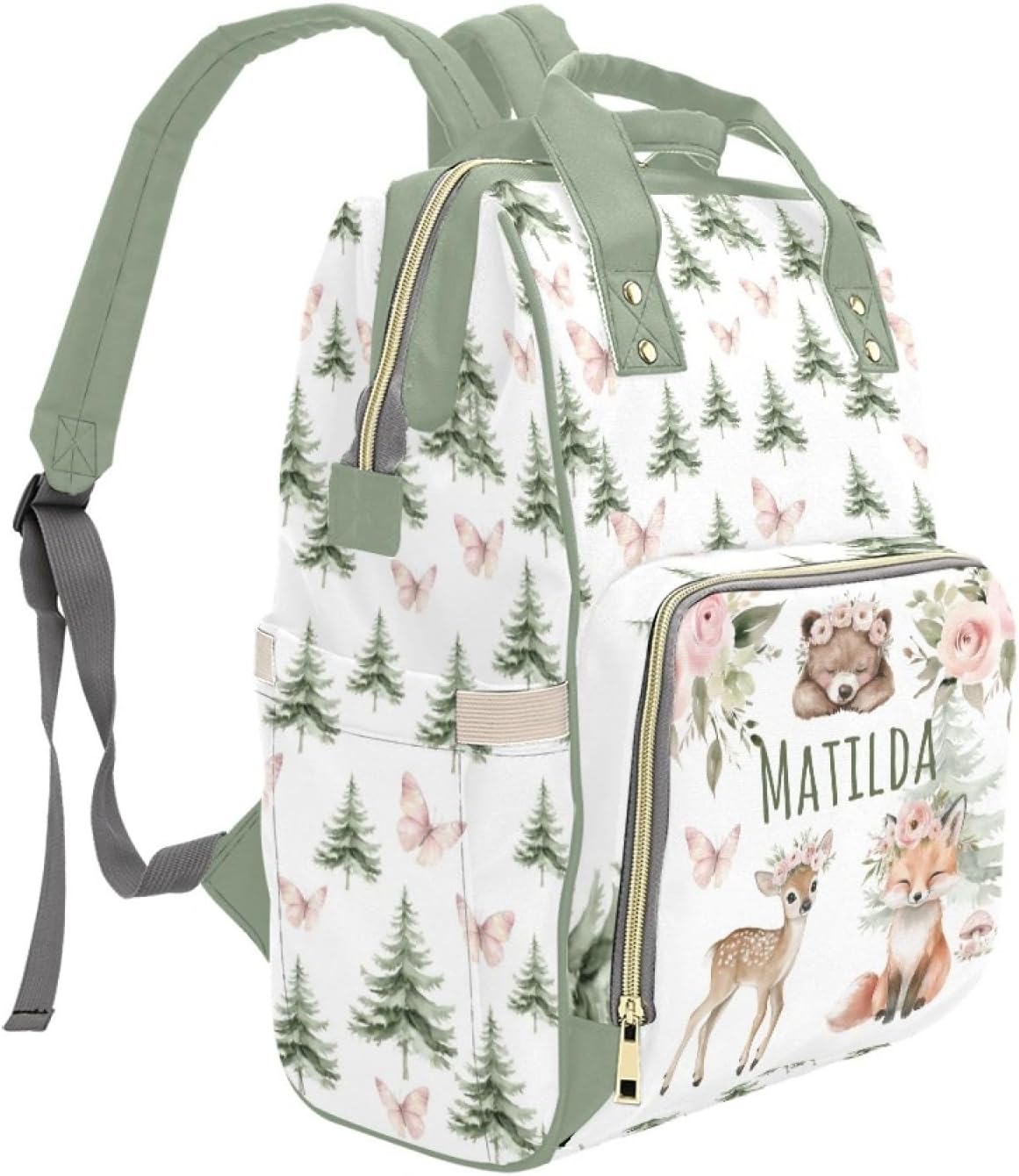 Animals Personalized Diaper Baby Bag with Custom Name – Custom Baby Tote Backpack for Mom, Unique Gift for New Parents, Baby Shower Essentials