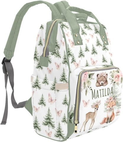 Animals Personalized Diaper Baby Bag with Custom Name – Custom Baby Tote Backpack for Mom, Unique Gift for New Parents, Baby Shower Essentials