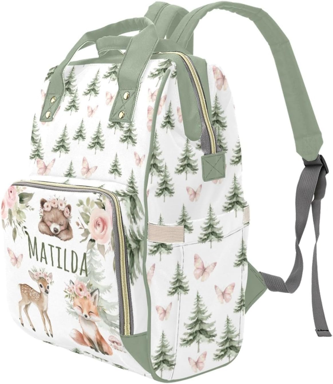 Animals Personalized Diaper Baby Bag with Custom Name – Custom Baby Tote Backpack for Mom, Unique Gift for New Parents, Baby Shower Essentials