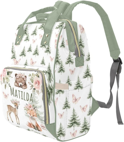 Animals Personalized Diaper Baby Bag with Custom Name – Custom Baby Tote Backpack for Mom, Unique Gift for New Parents, Baby Shower Essentials