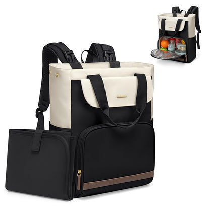 GOLF SUPAGS Diaper Bag Backpack with Portable Changing Pad 25L Baby Bag Insulated lunch box Backpack Fits 17.3" Laptop (Black)