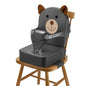 Booster Seat for Kitchen Chair, Toddler Kids Booster Seats for Dining Table with Backrest and Adjustable Strap, Portable PU Waterproof Travel Baby Boy Girl Booster Increasing Cushion (Grey, OneSize)