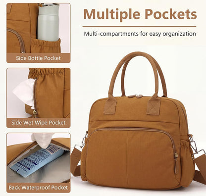 maytopia Diaper Bag Tote, Travel Baby Diaper Bag Purse with Stroller Clips, Mommy Hospital Baby Bag for Labor and Delivery