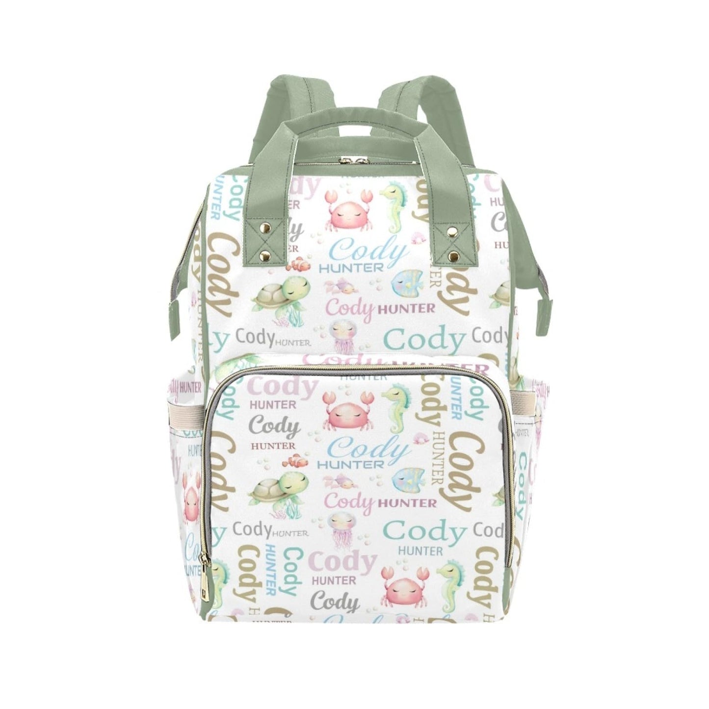 Animals Personalized Diaper Baby Bag with Custom Name – Custom Baby Tote Backpack for Mom, Unique Gift for New Parents, Baby Shower Essentials