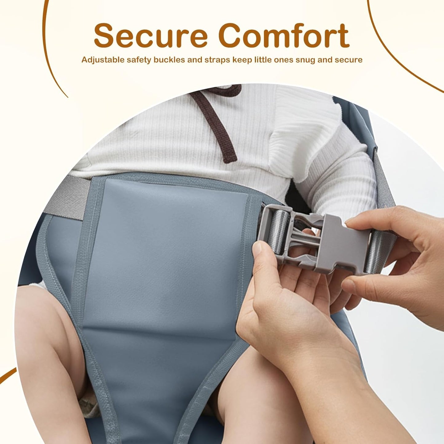 Booster Seat for Kitchen Chair, Toddler Kids Booster Seats for Dining Table with Backrest and Adjustable Strap, Portable PU Waterproof Travel Baby Boy Girl Booster Increasing Cushion (Grey, OneSize)