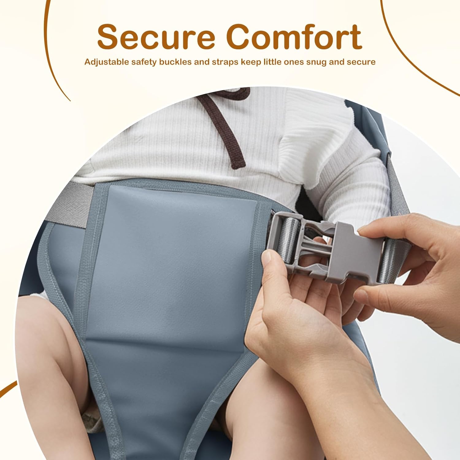 Booster Seat for Kitchen Chair, Toddler Kids Booster Seats for Dining Table with Backrest and Adjustable Strap, Portable PU Waterproof Travel Baby Boy Girl Booster Increasing Cushion (Grey, OneSize)