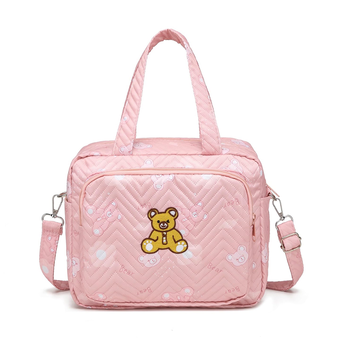 Small Diaper Bag Tote, Crossbody Diaper Bag Mini Purse with 8 Pockets, Travel Baby Bag for boys & Girls, 2 Insulated Pockets, Blue - Bear