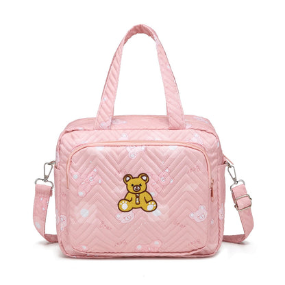 Small Diaper Bag Tote, Crossbody Diaper Bag Mini Purse with 8 Pockets, Travel Baby Bag for boys & Girls, 2 Insulated Pockets, Blue - Bear