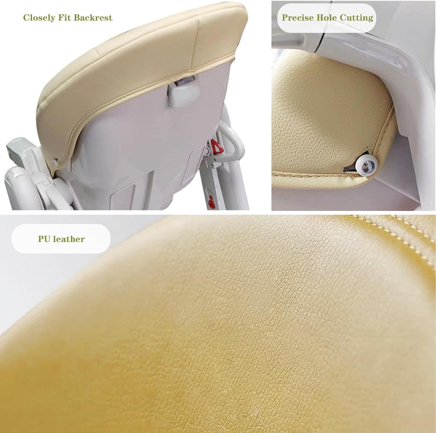 High Chair Cover Replacement Suitable for Peg Perego Tatamia, High Chair Seat Soft Cushion, Comfortable Cushion PU Leather, Brown