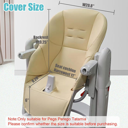 High Chair Cover Replacement Suitable for Peg Perego Tatamia, High Chair Seat Soft Cushion, Comfortable Cushion PU Leather, Brown