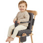 Booster Seat for Kitchen Chair, Non-Slip Toddler Booster Seat for Dining Table with Backrest, Adjustable Straps, Portable Travel Toddler Booster Seat with Storage Bag, Grey