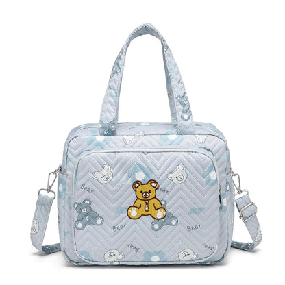 Small Diaper Bag Tote, Crossbody Diaper Bag Mini Purse with 8 Pockets, Travel Baby Bag for boys & Girls, 2 Insulated Pockets, Blue - Bear