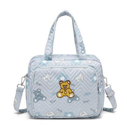 Small Diaper Bag Tote, Crossbody Diaper Bag Mini Purse with 8 Pockets, Travel Baby Bag for boys & Girls, 2 Insulated Pockets, Blue - Bear