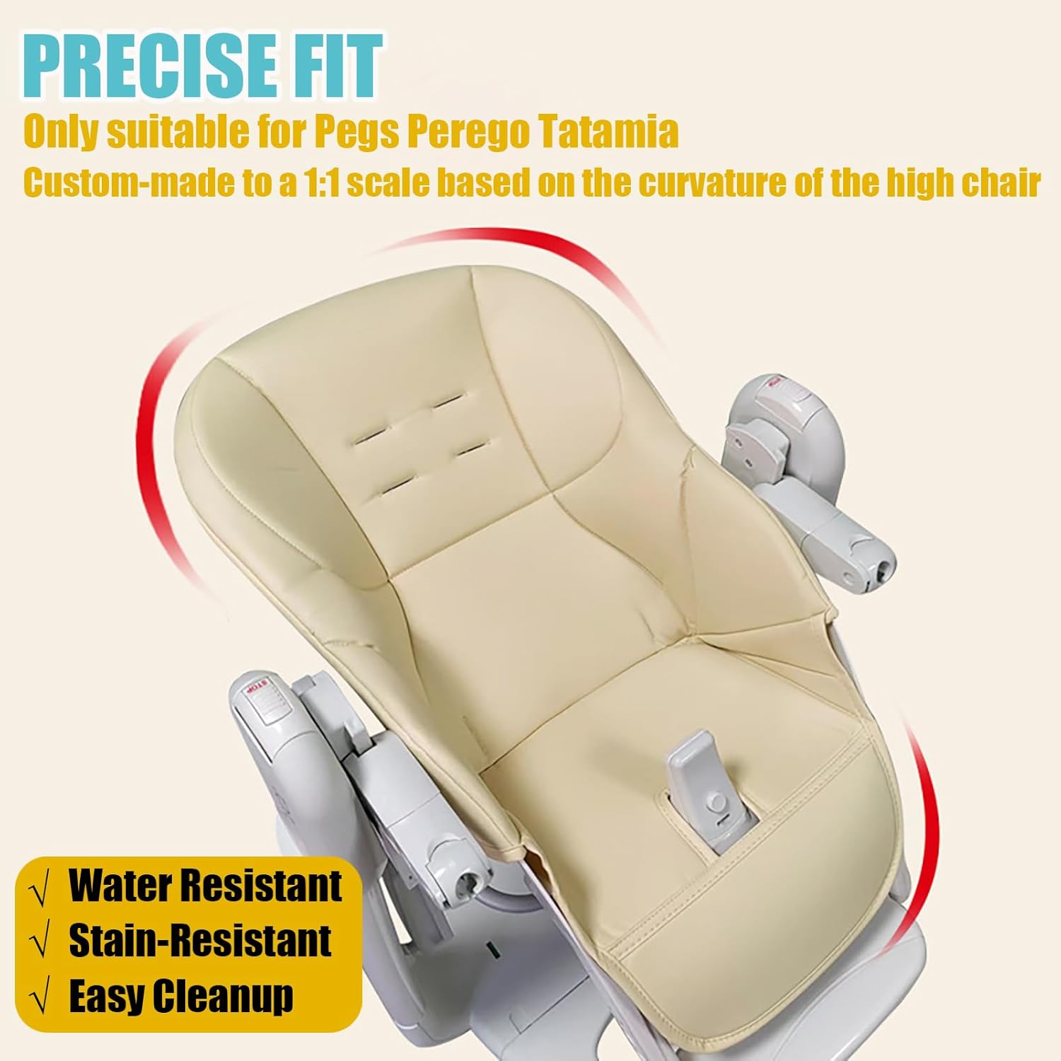 High Chair Cover Replacement Suitable for Peg Perego Tatamia, High Chair Seat Soft Cushion, Comfortable Cushion PU Leather, Brown