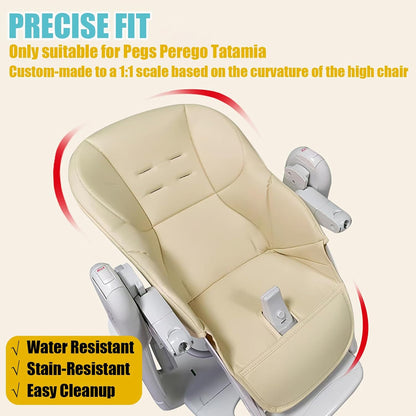 High Chair Cover Replacement Suitable for Peg Perego Tatamia, High Chair Seat Soft Cushion, Comfortable Cushion PU Leather, Brown
